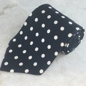 AUSTIN GREY BLACK WITH WHITE POLKA DOTS ALL SILK NECKTIE